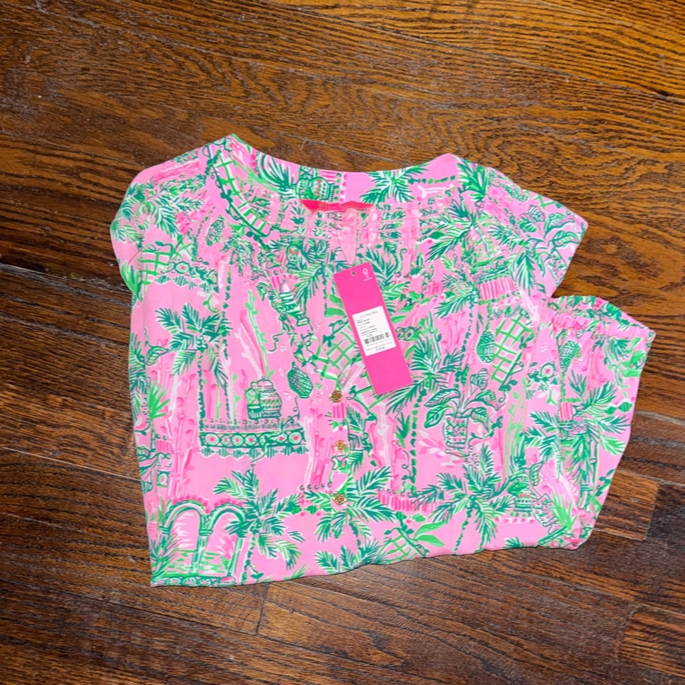 🩷Lilly P🩷 NWT Elsa Always Worth It Silk Top. Size L. Brand new! - Picture 4 of 9
